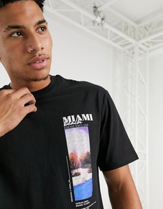 Черная футболка с принтом "Miami" Topman-Черный