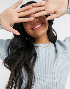 Голубой джемпер с объемными рукавами Miss Selfridge-Синий