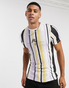 Лавандовая обтягивающая футболка в полоску River Island-Фиолетовый