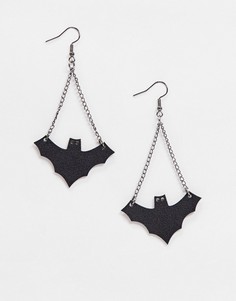 Черные серьги в форме летучей мыши Pieces-Черный