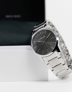 Часы из нержавеющей стали с черным циферблатом Calvin Klein-Серебряный