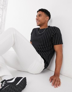 Черная футболка с полосками от комплекта Topman-Черный