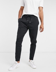 Черные трикотажные джоггеры от комплекта в полоску Topman-Черный