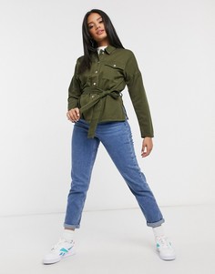 Куртка цвета хаки с поясом Miss Selfridge-Зеленый