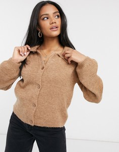 Джемпер верблюжьего цвета на пуговицах ASOS DESIGN-Светло-бежевый