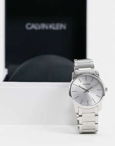 Часы из нержавеющей стали с белым циферблатом Calvin Klein-Серебряный