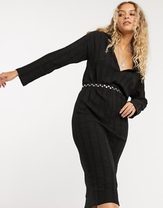 Черное платье-футболка миди Free People-Черный