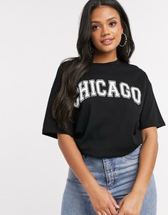 Черная oversize-футболка с принтом "chicago" ASOS DESIGN-Черный