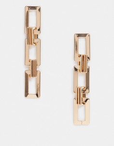 Золотистые серьги-подвески с квадратными звеньями ASOS DESIGN-Золотой