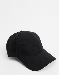 Черная бейсболка из мягкого материала ASOS DESIGN-Черный