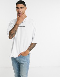 Белая oversize-футболка с принтом на груди ASOS Unrvlld Supply-Белый