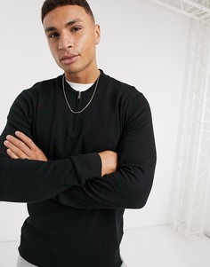 Черный трикотажный джемпер с воротником на молнии Burton Menswear
