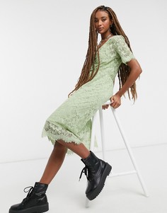 Зеленое фактурное платье с запахом Vero Moda-Зеленый