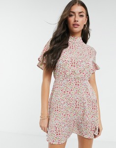 Платье мини с рукавами-оборками AX Paris-Мульти