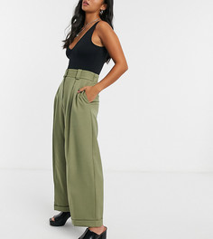 Широкие брюки цвета хаки Topshop Petite-Зеленый