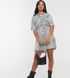 Монохромное платье-рубашка Topshop Petite-Черный