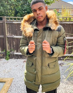 Темно-зеленая дутая куртка Alpha Industries-Зеленый