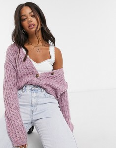 Фиолетовый кардиган с вязкой косами Cotton:On