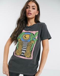 Темно-серая футболка с тигровым принтом ASOS DESIGN-Черный