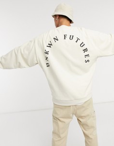 Бежевый свободный свитшот с надписью ASOS DESIGN