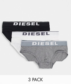 Набор из 3 хлопковых эластичных боксеров-брифов (черные, белые, серые) Diesel-Мульти