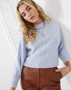 Синий меланжевый джемпер в рубчик Topshop
