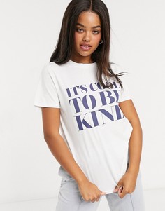 Белая футболка с принтом "cool to be kind" ASOS DESIGN-Белый
