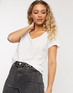 Светло-бежевая премиум-футболка Topshop-Серый