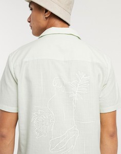 Хлопковая меланжевая рубашка навыпуск с вышивкой ASOS DESIGN-Зеленый