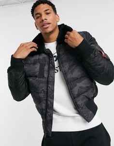 Черная нейлоновая куртка с камуфляжным принтом Alpha Industries-Черный