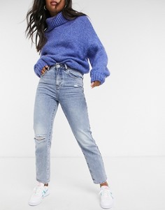 Синие джинсы в винтажном стиле с рваными коленями Cotton:On-Синий