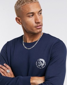 Темно-синий свитшот с логотипом и круглым вырезом Diesel UMLT-Willy