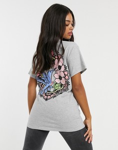 Oversized-футболка с принтом колибри HNR LDN​​​​​​​-Серый Honour