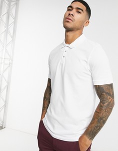 Белая футболка-поло Selected Homme с серебристыми пуговицами-Белый