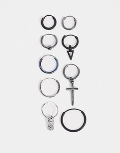 Набор из 9 серег Bershka-Серый