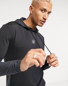 Черно-серый худи обтягивающего кроя SikSilk-Черный