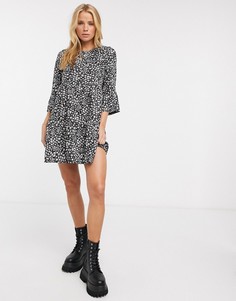 Черное платье мини с принтом River Island-Черный