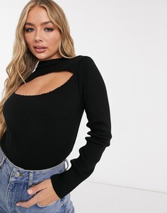 Черный джемпер с вырезом Femme Luxe
