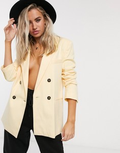 Желтый пиджак oversized от комплекта Bershka