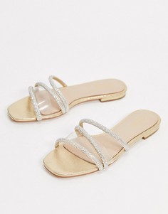 Золотистые сандалии без застежки Aldo-Золотой