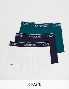 3 боксеров-брифов (темно-синие/белые/зеленые) с логотипом на поясе Lacoste-Мульти