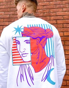 Белый лонгслив с принтом на спине ASOS DESIGN