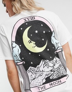 Oversized-футболка с принтом месяца на спине HNR LDN​​​​​​​-Белый Honour