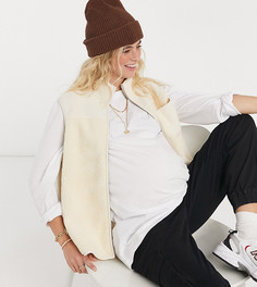 Кремовый эксклюзивный жилет из плюша для беременных Pieces Maternity