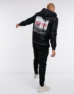 Черная куртка с накладным карманом Bershka-Черный