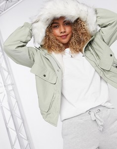 Короткая парка хаки Bershka-Зеленый