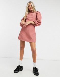 Розовое вельветовое платье мини Topshop-Розовый