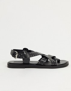 Черные кожаные сандалии Topshop-Черный