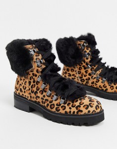 Ботинки с искусственным мехом и леопардовым рисунком Aldo-Коричневый