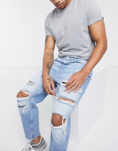 Синие джинсы свободного кроя Bershka-Синий